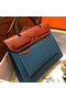 Hermes Herbag 31CM Original Canvas Leather & Calfskin 45987 Blue&Brown  Replica