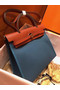 Hermes Herbag 31CM Original Canvas Leather & Calfskin 45987 Blue&Brown  Replica
