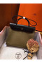 Hermes Herbag 31CM Original Canvas Leather & Calfskin 45987 green&Black  Replica