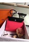 Hermes Herbag 31CM Original Canvas Leather & Calfskin 45987 Red&Black  Replica