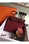 Hermes Herbag 31CM Original Canvas Leather & Calfskin 45987 Wine  Replica