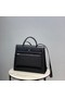 Hermes Herbag 31CM Original Canvas Leather & Calfskin 48887 black  Replica