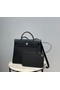 Hermes Herbag 31CM Original Canvas Leather & Calfskin 48887 black  Replica