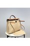 Hermes Herbag 31CM Original Canvas Leather & Calfskin 48887 Offwhite&Camel  Replica