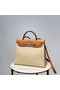 Hermes Herbag 31CM Original Canvas Leather & Calfskin 48887 Offwhite&Camel  Replica