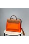 Hermes Herbag 31CM Original Canvas Leather & Calfskin 48887 orange&brown  Replica