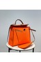 Hermes Herbag 31CM Original Canvas Leather & Calfskin 48887 orange&brown  Replica