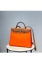 Hermes Herbag 31CM Original Canvas Leather & Calfskin 48887 orange&brown  Replica