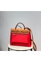 Hermes Herbag 31CM Original Canvas Leather & Calfskin 48887 red&brown  Replica