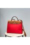Hermes Herbag 31CM Original Canvas Leather & Calfskin 48887 red&brown  Replica