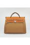 Hermes HerBag 33CM Togo Leather Bag Brown&Orange  Replica