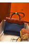 Hermes Herbag Zip 31cm Bag In Camel And Blue  Replica