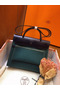 Hermes Herbag Zip 31cm Bag In Navy And Green  Replica