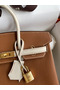 Hermes HSS Birkin 25 Bicolor Bag in Gold and Craie Clemence Leather  Replica
