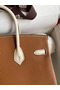 Hermes HSS Birkin 25 Bicolor Bag in Gold and Craie Clemence Leather  Replica