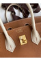 Hermes HSS Birkin 25 Bicolor Bag in Gold and Craie Clemence Leather  Replica