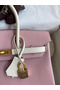 Hermes HSS Birkin 25 Bicolor Bag in Pink and Craie Chevre Mysore Leather  Replica