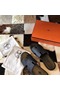 Hermes Izmir Sandals In Black Clemence Leather  Replica