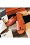 Hermes Izmir Sandals In Orange Epsom Leather  Replica