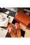 Hermes Izmir Sandals In Orange Epsom Leather  Replica