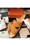 Hermes Izmir Sandals In Orange Suede Leather  Replica