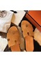 Hermes Izmir Sandals In Orange Suede Leather  Replica