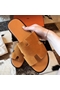 Hermes Izmir Sandals In Orange Suede Leather  Replica