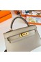 Hermes Kelly 19cm Shoulder Bags Epsom Leather KL19 Gold hardware Pearl grey  Replica