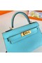 Hermes Kelly 19cm Shoulder Bags Epsom Leather KL19 Gold hardware sky blue  Replica