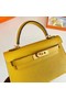 Hermes Kelly 19cm Shoulder Bags Epsom Leather KL19 Gold hardware yellow  Replica