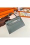 Hermes Kelly 19cm Shoulder Bags Epsom Leather KL19 Silver hardware Almond green  Replica
