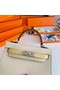 Hermes Kelly 19cm Shoulder Bags Epsom Leather KL19 Silver hardware Cream&yellow  Replica