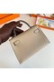 Hermes Kelly 19cm Shoulder Bags Epsom Leather KL19 Silver hardware Pearl grey  Replica