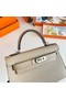 Hermes Kelly 19cm Shoulder Bags Epsom Leather KL19 Silver hardware Pearl grey  Replica