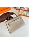 Hermes Kelly 19cm Shoulder Bags Epsom Leather KL19 Silver hardware Pearl grey  Replica