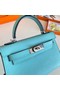 Hermes Kelly 19cm Shoulder Bags Epsom Leather KL19 Silver hardware sky blue  Replica