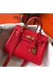 Hermes Kelly 20cm Bag In Red Clemence Leather GHW  Replica