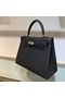 Hermes Kelly 22cm 25cm Tote Bag Original Epsom Leather Bag KL22 KL25 Black  Replica