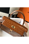 Hermes Kelly 25cm Handmade Bag In Brown Embossed Crocodile Leather  Replica