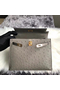 Hermes Kelly 25cm Handmade Bag In Gris Asphalt Ostrich Skin  Replica