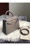 Hermes Kelly 25cm Handmade Bag In Gris Asphalt Ostrich Skin  Replica