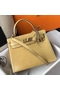 Hermes Kelly 25cm Handmade Bag In Jaune Poussin Embossed Crocodile Leather  Replica