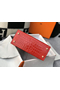 Hermes Kelly 25cm Handmade Bag In Red Embossed Crocodile Leather  Replica