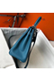 Hermes Kelly 25cm Retourne Bag In Blue Jean Clemence Leather  Replica