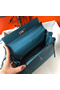 Hermes Kelly 25cm Retourne Bag In Blue Jean Clemence Leather  Replica
