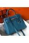 Hermes Kelly 25cm Retourne Bag In Blue Jean Clemence Leather  Replica