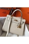 Hermes Kelly 25cm Retourne Bag In Craie Clemence Leather  Replica