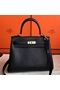 Hermes Kelly 25cm Retourne Handmade Bag In Black Swift Leather  Replica
