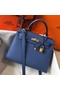 Hermes Kelly 25cm Sellier Bag In Agate Blue Epsom Leather  Replica