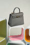 Hermes Kelly 25cm Tote Bag Togo Leather K2138 Grey  Replica